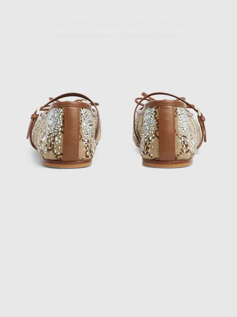 Gucci Gold GG Crystal-Embellished Leather-Trim Loafers - Picture 3 of 5